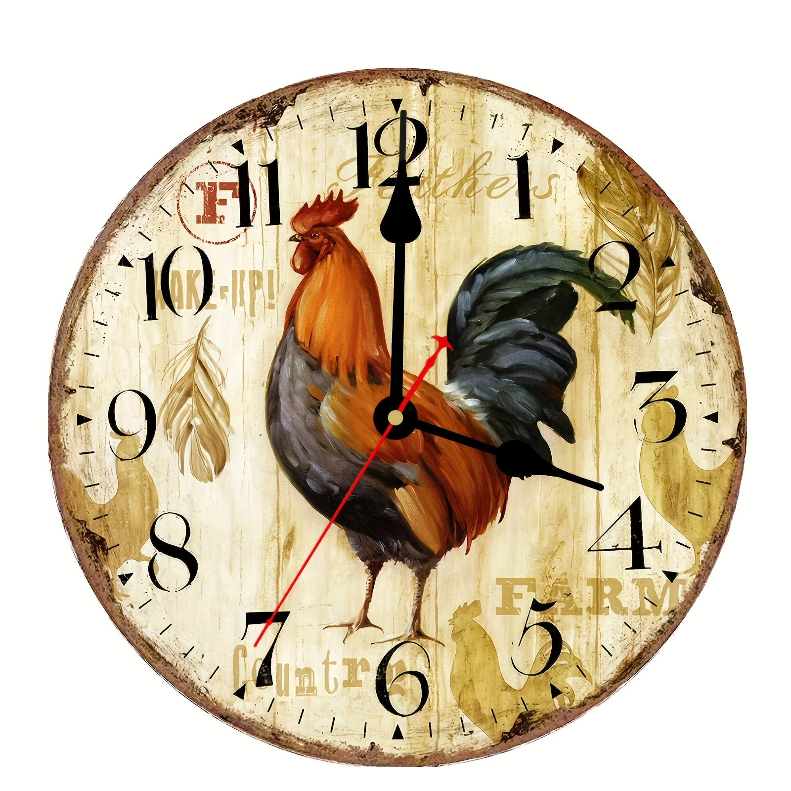 Rustic Farmhouse Rooster Wooden Rooster Wall Clock