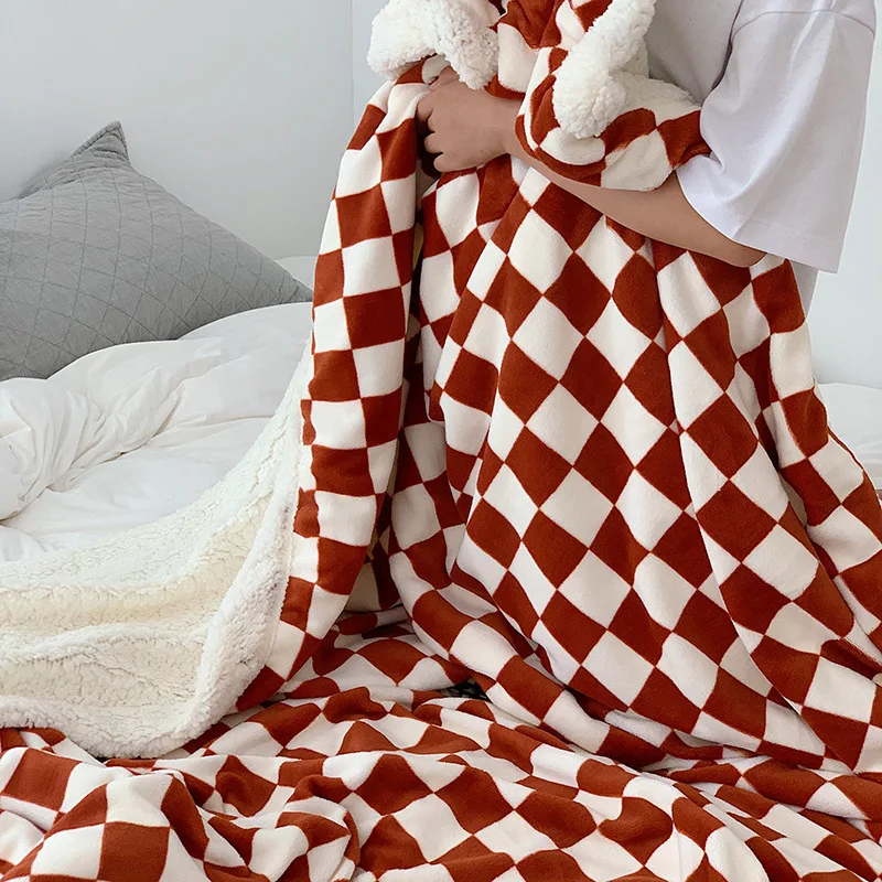 

150x200cm Retro Checkerboard Plaid Throw Blankets Flannel Soft Comfortable Throw Blanket Autumn Winter Thick Warm Shawl Sofa
