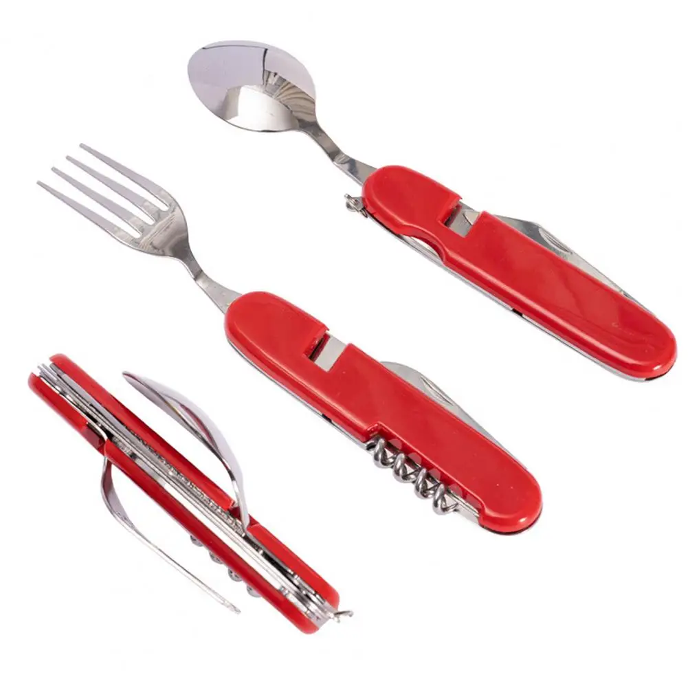 Camping Cutlery Foldable Spork Heat-resistant Detachable Anti-scalding Stainless Steel Folding Fork And Spoon Outdoor Tableware