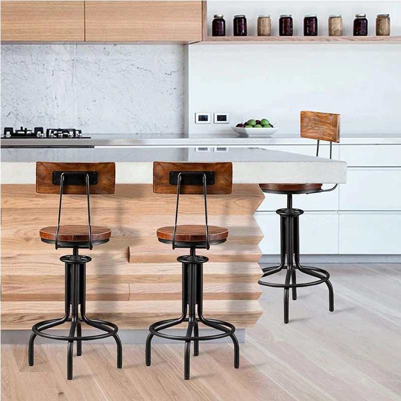 

Garden Luxury Office Bar Stools Counter Wooden Vanity High Retro Modern Bar Stools Kitchen Chair Taburete Alto Home Furniture