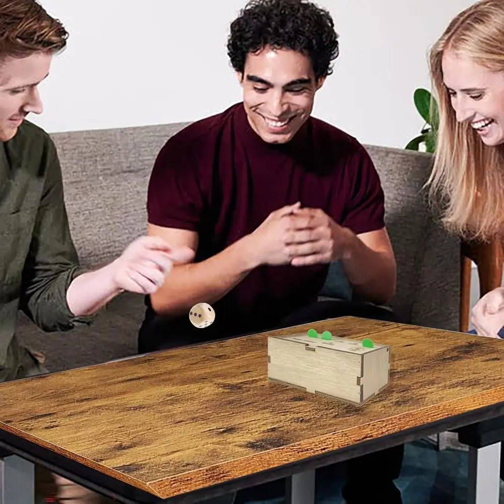 Friends 50 Coins Fun Board Game 1 Dice Game Box Wooden Coin Drop 2-6 Players Interact Penny