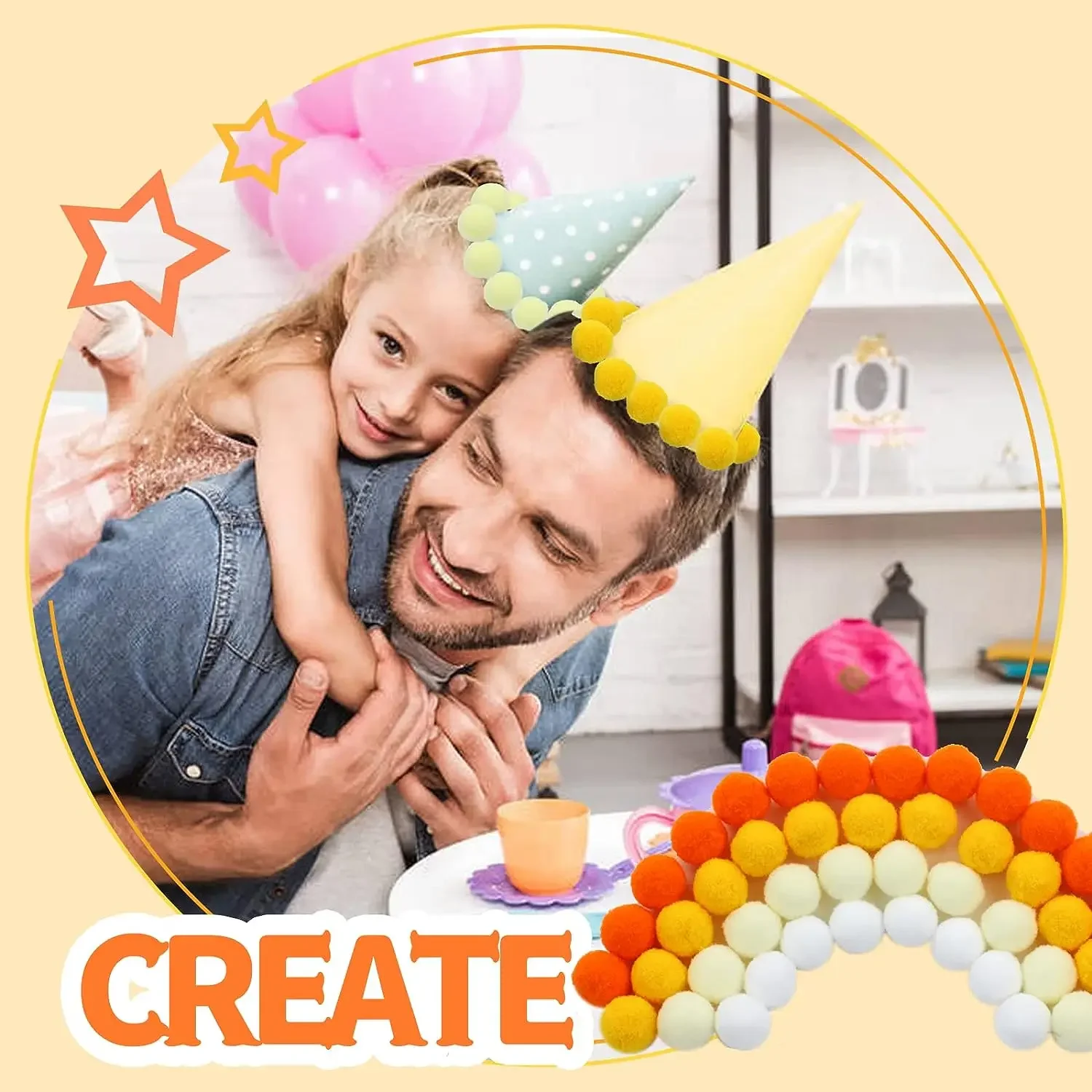25mm Small Pom Poms Coloured DIY Party Decorations Mixed Soft Fluffy Puff Ball Rainbow Pompoms for Kids Art Crafts School 100pcs cheerleading pom poms