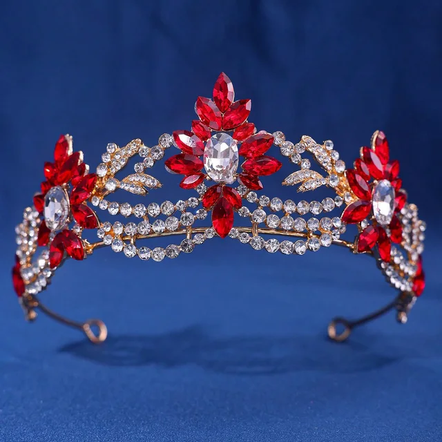 DIEZI Barok Luxe Meisjes AB Rood Groen Blauw Kristal Bruids Bruiloft Tiara Kroon Bruid Koningin Haarbanden Haar Zirkoon Accessoires kopen vanaf een prijs van 21