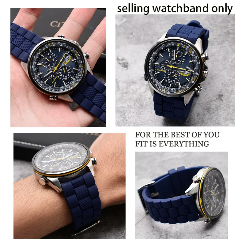 Silicone Sports Waterproof Watch Band – Breathable Rubber Strap, Blue, 22mm/23mm