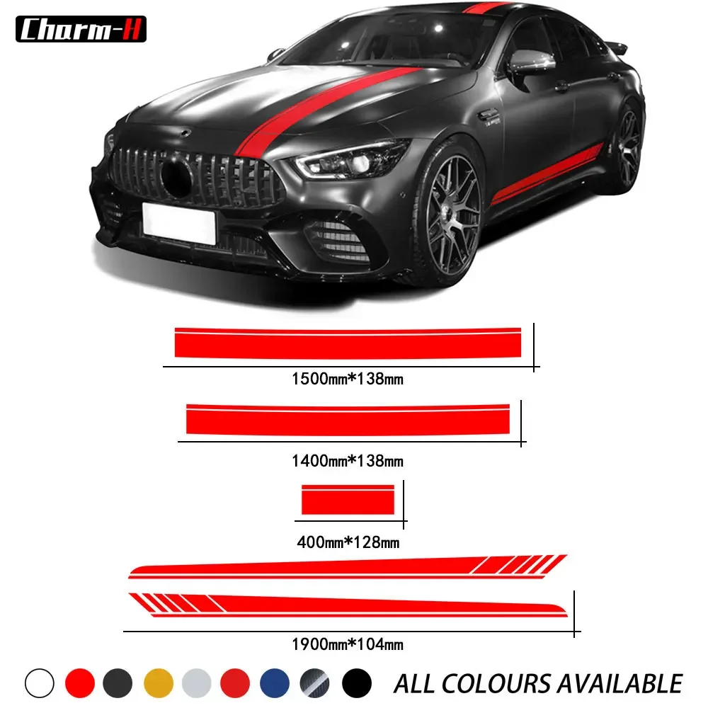 

For Mercedes Benz AMG GT C190 R190 GTS GTR GTC 2015-On 2021 Body Kit Side Stripes Hood Roof Rear Decals Stickers Accessories