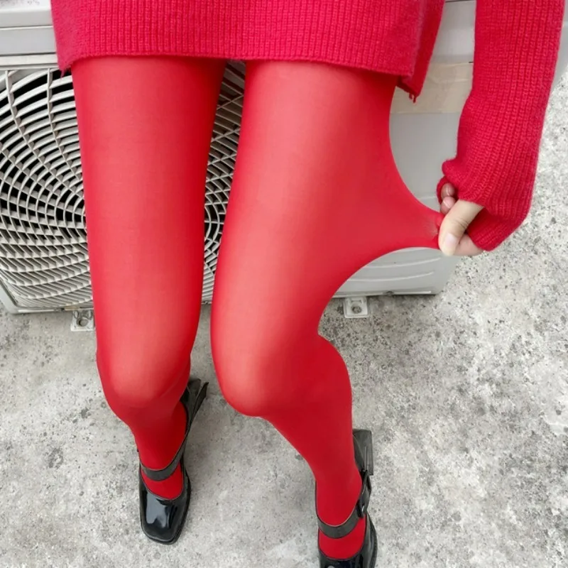 

Fashion Velvet Red Tights Women Stockings New Year Red Socks Pantyhose Wedding Bride's Leggings Sexy Mujer Bottom Female Hosiery