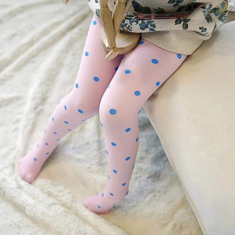 Cute Cartoon Point Pattern Jacquard Children Pantyhose Candy Color Girls Tights Spring and Autumn Kids Stockings