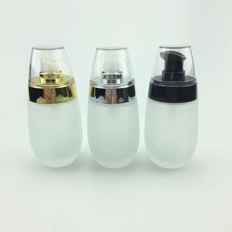 

50ML frosted glass bottle silver gold black pump lotion/emulsion/foundation/gel/essence toner toilet skin care cosmetic packing