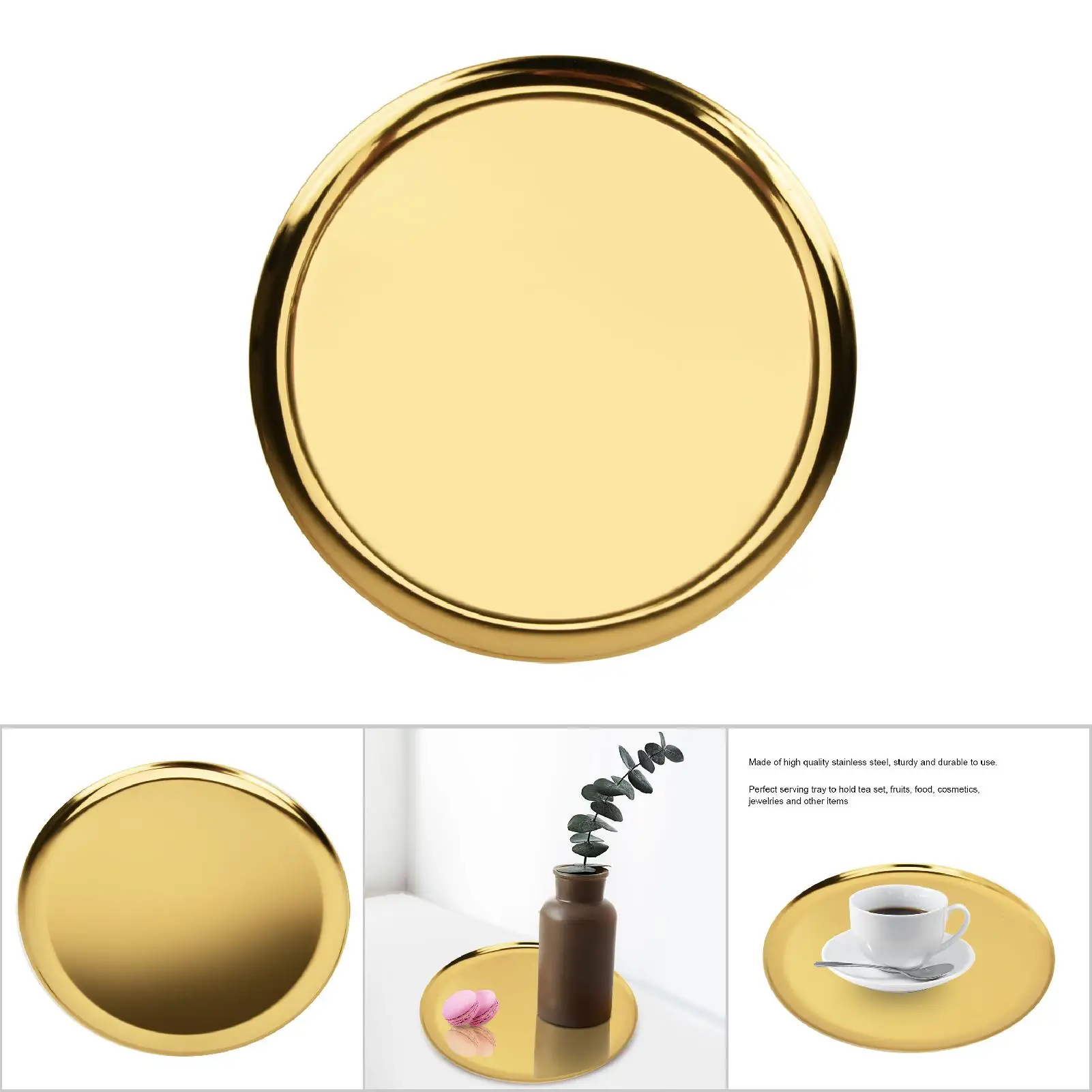 Fruits Serving Tray Jewelry Serving Tray Stainless Steel Plate for Tea Set Fruits Candies Food Jewelry Towel