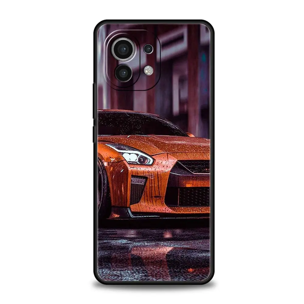 Sporty Blue and Red Car Design Phone Case - Sleek Black Cover