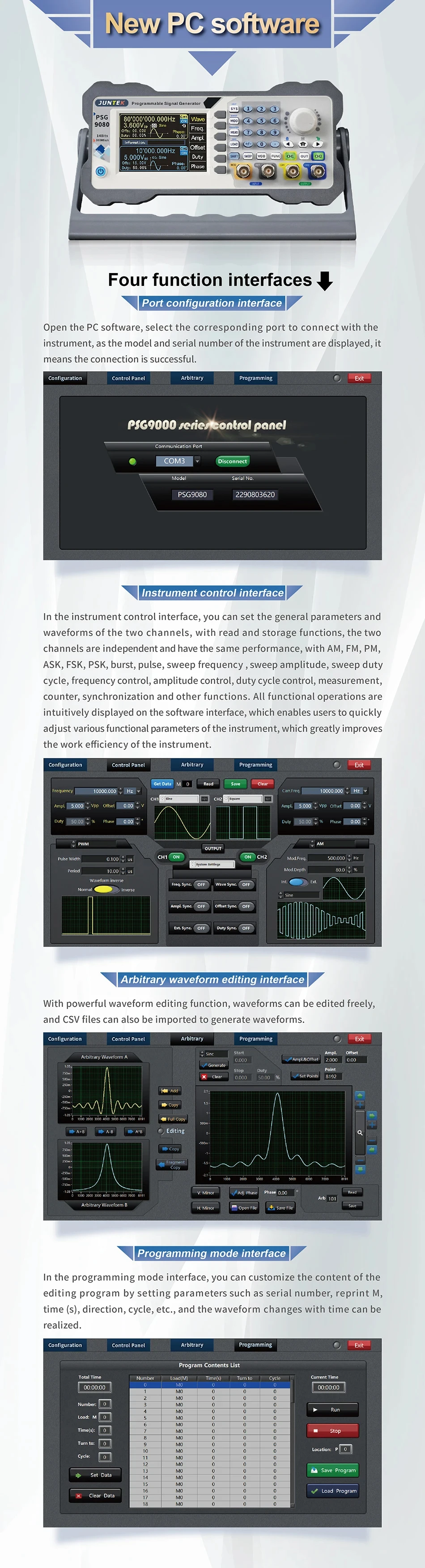 JUNTEK PSG9060 PSG9080 High-Precision Programmable Power Supply | Dual Channel 3