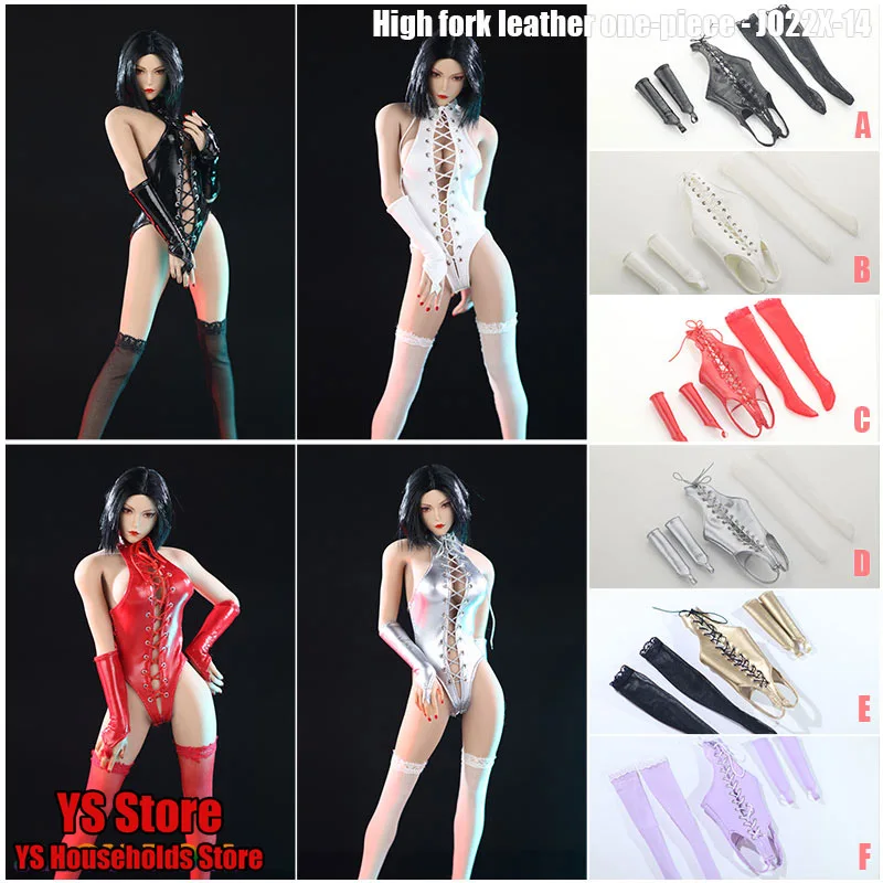 

6 Colors JO22X-14 1/6 Female Soldier High Fork Leather One Piece Cool Handsome Motorcycle Girl Clothes Set Fit 12" Action Figure