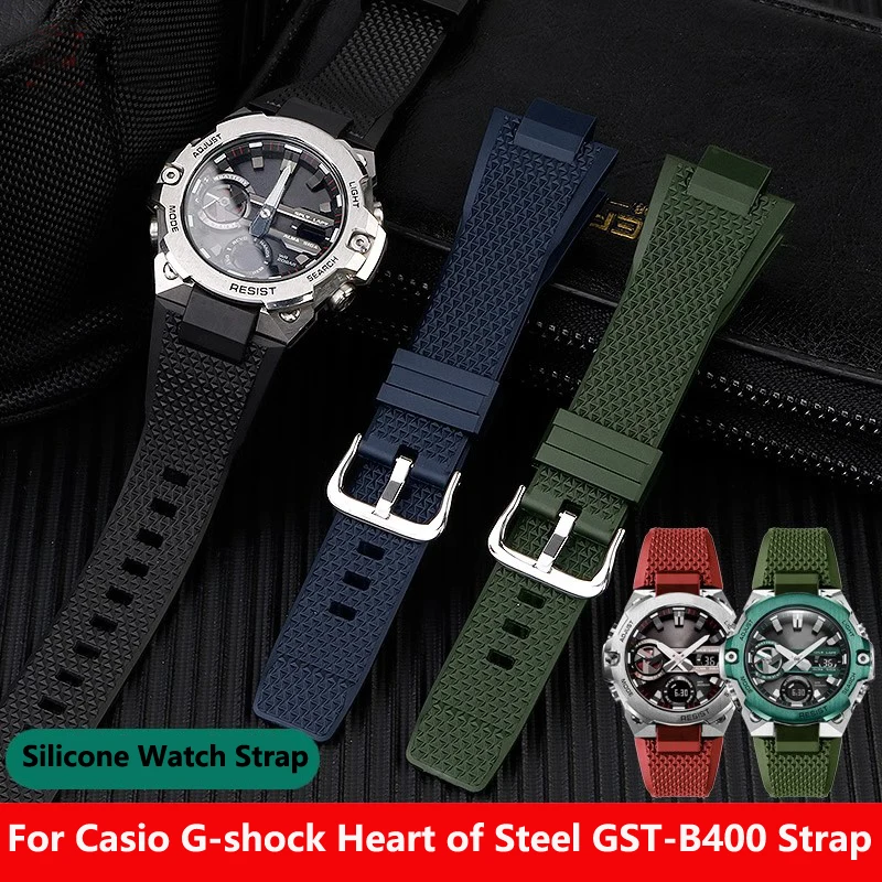 

Силиконовый ремешок для часов аксессуары для Casio G-shock сердце из стали GST-B400 мужской резиновый ремешок премиум класса резиновый браслет для часов