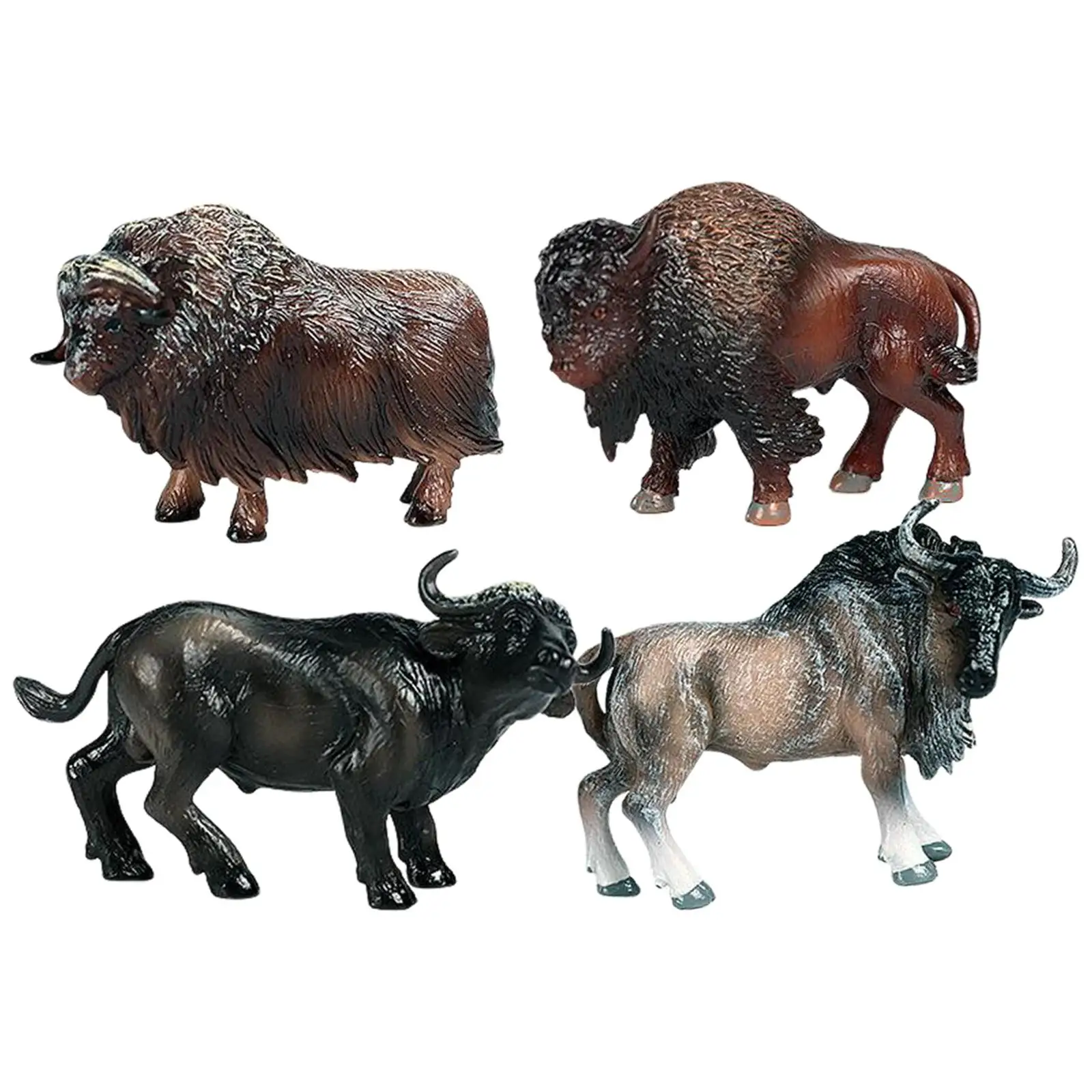 4pcs Cattle Figurine Simulated Bull Realistic Animals Cow Educational Figurine for Kids Ages 3-8