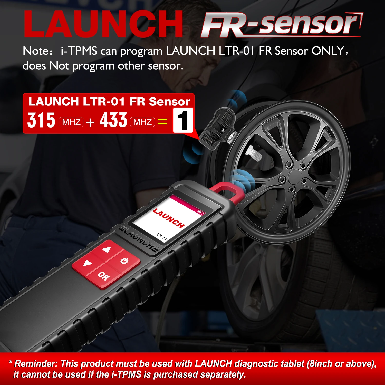 LAUNCH X431 i-TPMS 도구, 타이어 압력 센서 활성화 프로그래밍 진단 학습, 안드로이드 앱, X431 V +, 315MHz, 433MHz