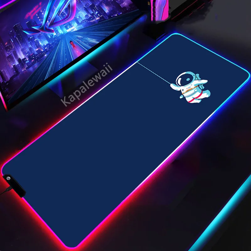 

RGB Astronaut Mouse Pad LED Colorful Mousemat Grande Gaming Mousepad Manga Mouse Mat Gamer Keyboard Pads XXL 900x400mm Mousepads