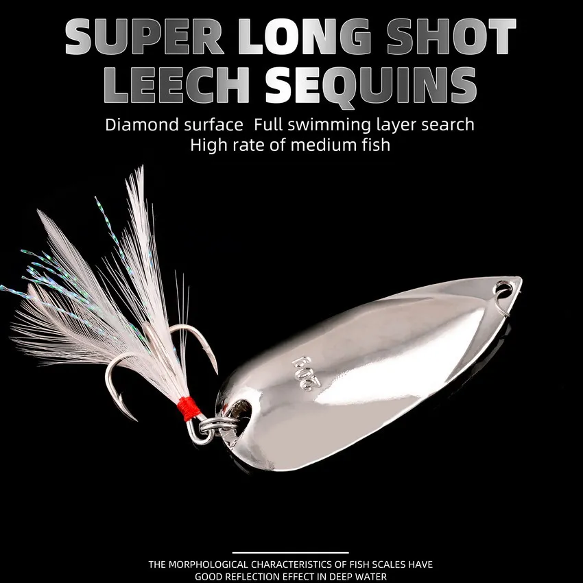 1Pc Spoon Fishing Lure Artificial Bait 7-20g Wobler Fishing Pike Trout Bass Catfish Treble Hook Metal Sequin Lure Fishing Tackle