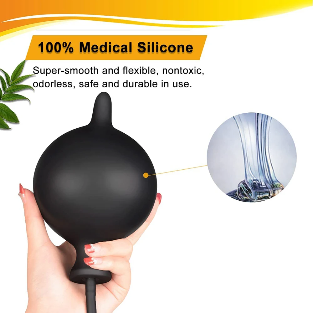 Inflatable Butt Plug Body-Safe Silicone Anal Balloon Pump With Quick Release Valve For Beginners Advanced Sex Toys