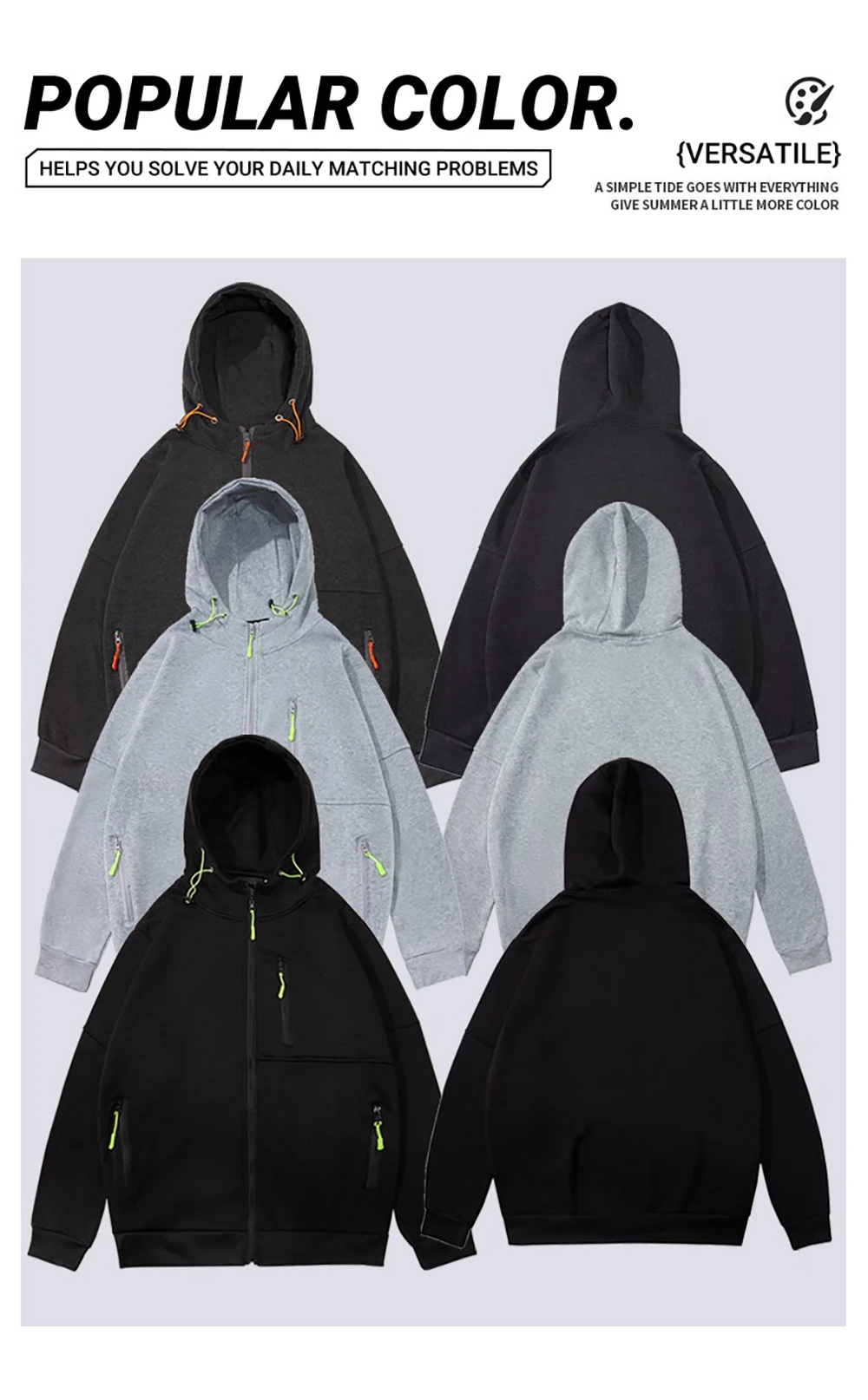 Custom Personalized Design Man Autumn Sport Oversize Zip-Up Hoody Casual Loose Veste Basic Fleece Pocket Streetwear Team Tops