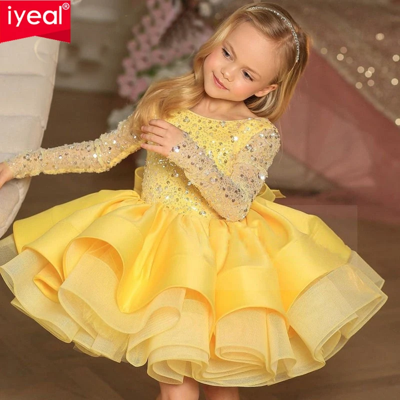 

IYEAL Children Girls High-End Dresses Girls Princess Dresses Hosts Piano Performance Costumes Little Girls Sequin Evening Dresse