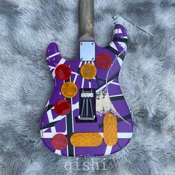 in stock 5150 Edward eddie Van Halen Frankenstein Quality Musical Instruments. bass wood cool purple color