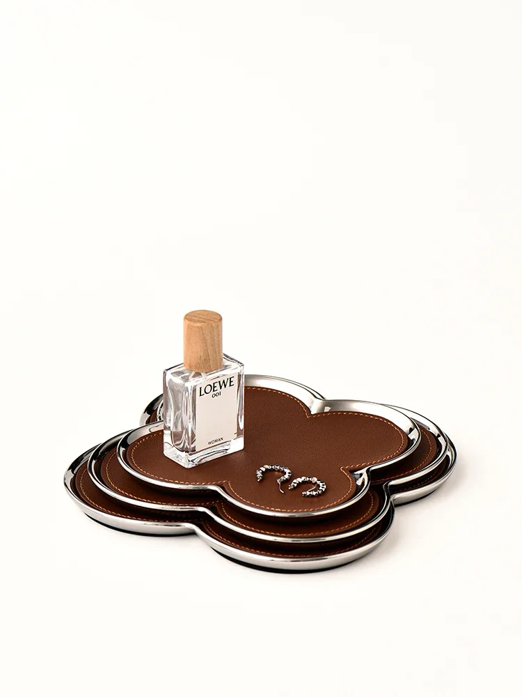 Ceramic Leather Storage Tray Desktop Jewelry Clover Display Tray For Living Room Home Decoration storage tray,jewelry storage tray