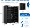 9-Tier Large Tall Shoe Rack With Covers 40-46 Pairs, Sneaker Rack Organizer Shoes Cabinet Closed Shelves Shoe Stand Holder For 3