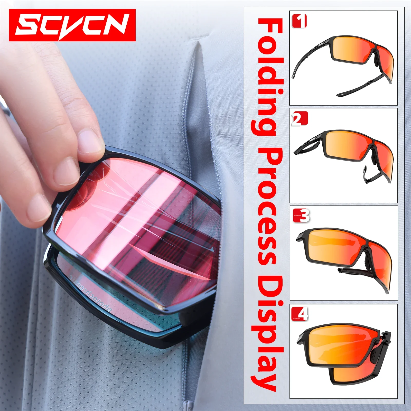 SCVCN Portable Folding Hiking Eyewear Sunglasses for Men Photochromic Cycling Glasses Bike Women Sports Goggles MTB Racing UV400
