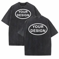 Customized T-shirt With Your Logo Hip-hop Street Men's 100% Pure Cotton Loose Fit Distressed Printed Embroidery Personalized Top 1
