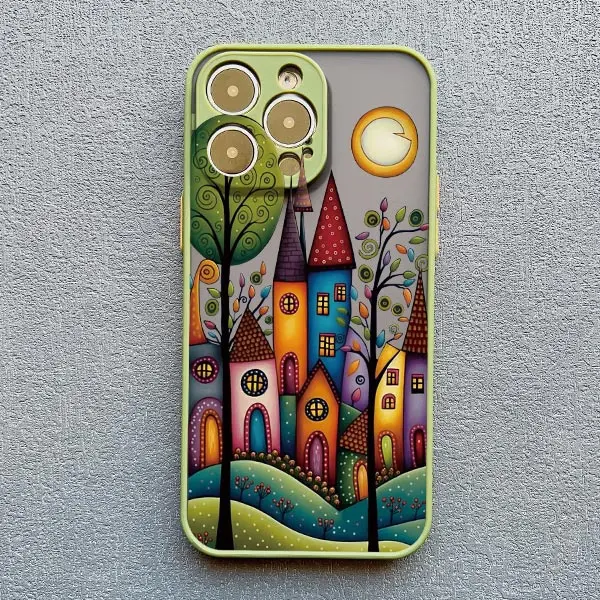 Hand Painted Forest House Phone Case For iphone 15 14 Pro Max Plus 11 13 12 Pro Max Mini X XR XS 7 8 Plus Shockproof Back Cover