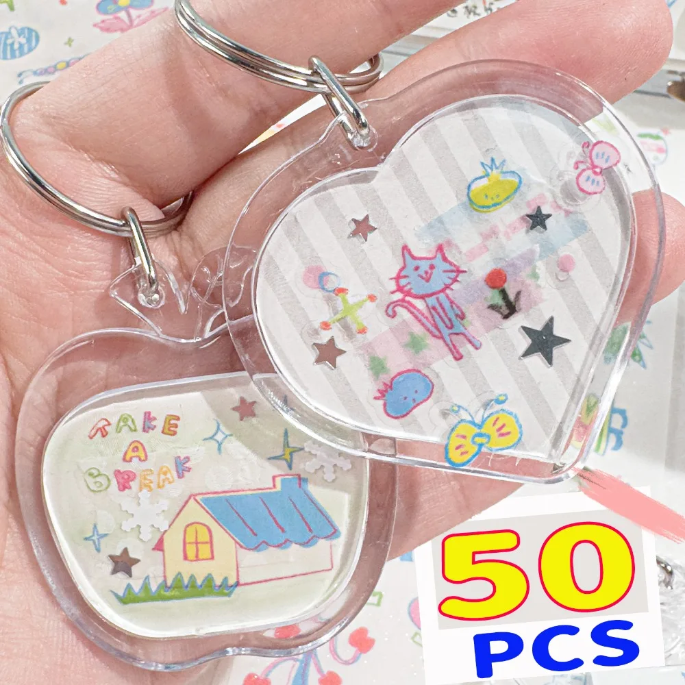Transparent Photo Frame Keychain Tassels Snap In Custom Insert Photo Acrylic Blank Keyring Clear Blank Picture Pendant Key Chain