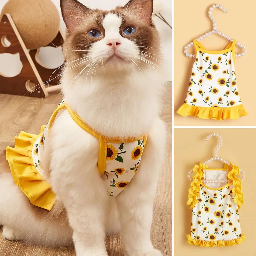 

Pet Vest Sunflower Pattern Sling Breathable Dog Pajamas Small Cool Puppy Outfit for Outdoor