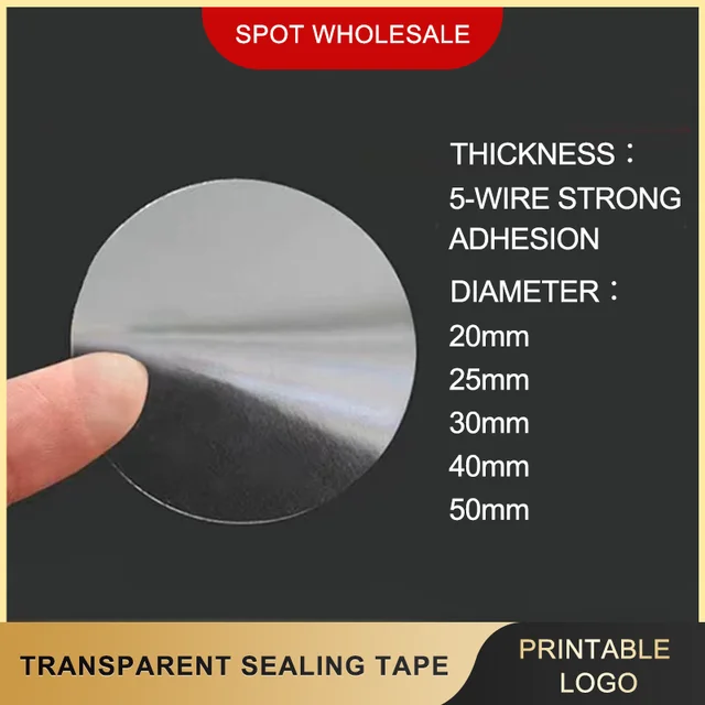 500Pcs Roll Transparent Self-adhesive Sealing Stickers 2CM2.5CM3CM3.8CM5CM  Round Transparent Gift Packaging Seal Labels