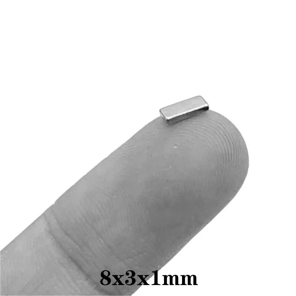 

50PCS 8x3x1 Small Block Magnets N35 8*3*1 Neodymium Magnet 8*3*1mm Permanent NdFeB magnet Strong Powerful Magnetic 8x3x1mm
