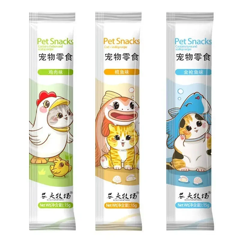 Pet Pussy Pet Snacks Cat Strips Nutrition Cream Food Fish Dried Cod Tuna Fattening Baby Cat Canned Adult