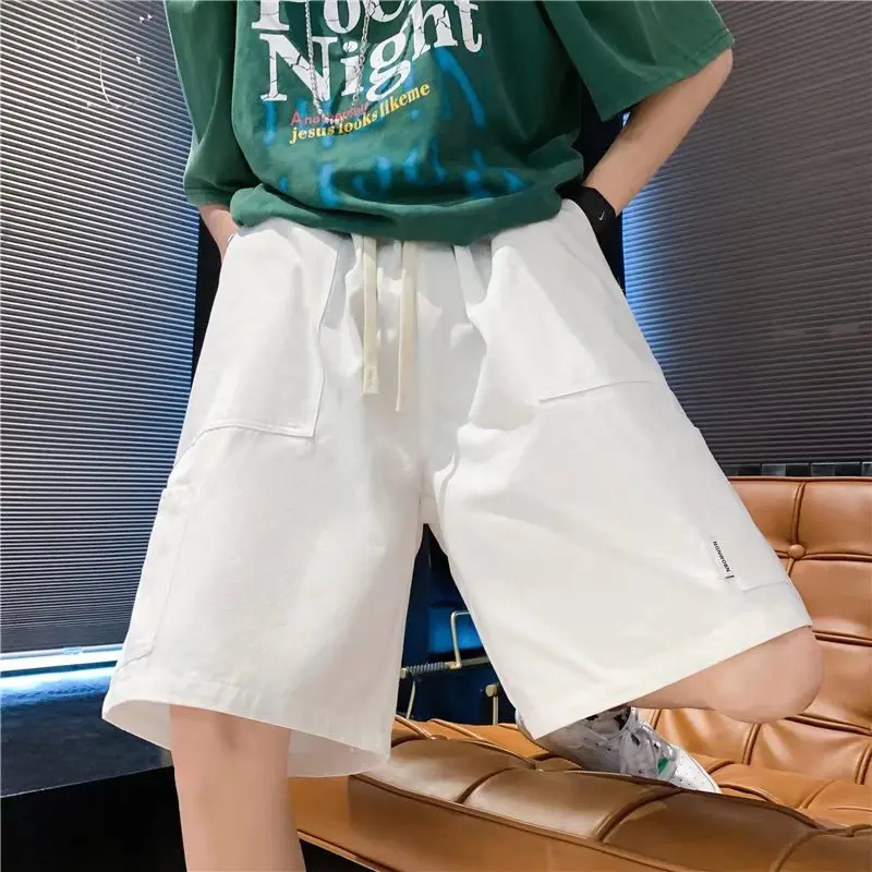 White Cargo Shorts Summer Men Casual Sports Short Pants Bermuda Cityboy Multi-pocket Short Cargo Pants Male Dance Streetwear