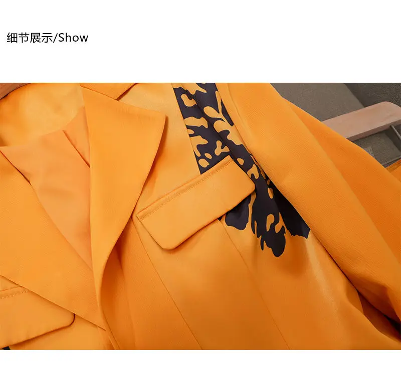 2023 Spring New European and American Small Suit Flare Pants Two Piece Design Sense Printing Age Reducing Set