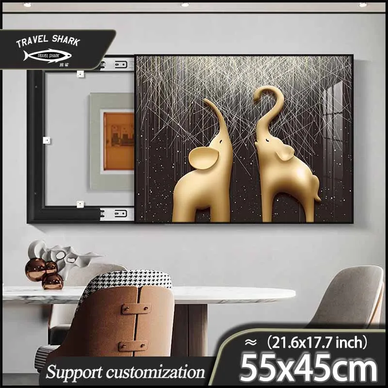 

Travel Shark Electric Meter Box Decorative Painting Home Room Wall Art Decor Hydraulic Print Poster With Pictures Frame 55x45CM