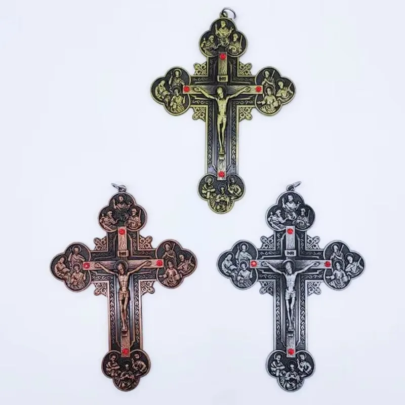 Religious Crucifix Christian Jewelry Cross Pendant Saint Benedict Cross Pattern Pendant Necklace 120*90mm pectoral cross necklace christ pendant