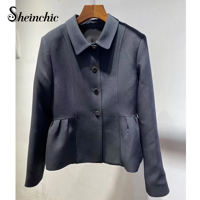 

Luxury Designer Blazer Mujer 2022 Autumn Ladies Elegant Notched Slim Jacket Women Vintage Single Breasted Black Jaqueta Feminina