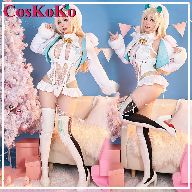 

CosKoKo Ruffie Cosplay Anime Game NIKKE Costume Sweet Nifty Sexy White Uniform Christmas Halloween Party Role Play Clothing S-XL