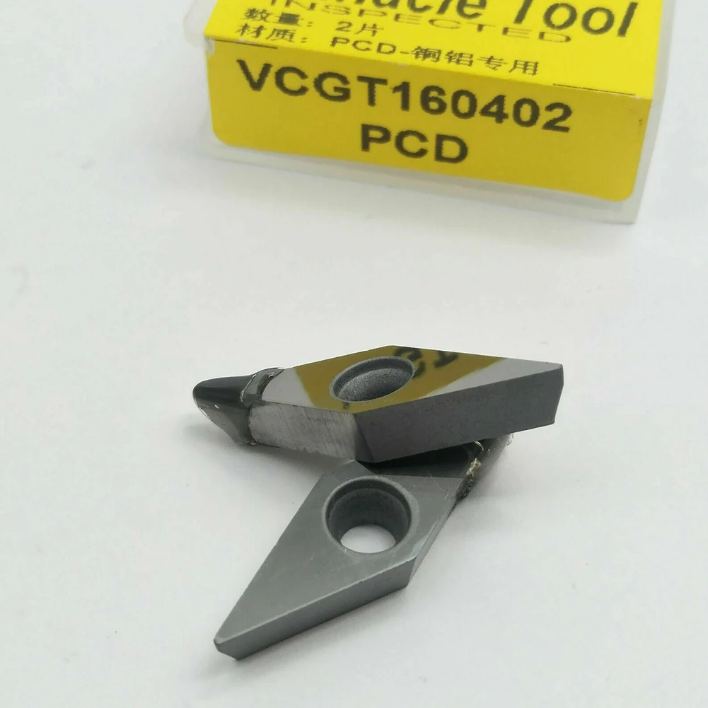

Вставная токарная пластина CNC Industrial 2 шт. 2 × VCGT160402 PCD 2 * Высокоэффективная высокопрочная поликристаллическая