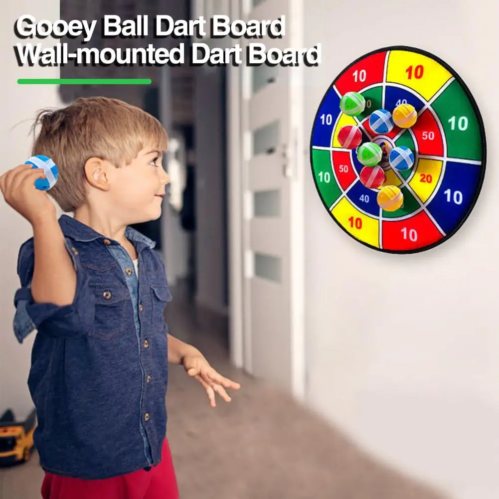 

Kids Dart Board Children Dart Set Colorful Print Gooey Ball Dart Board Wall-mounted Kids Throwing Toy with Great Stickiness