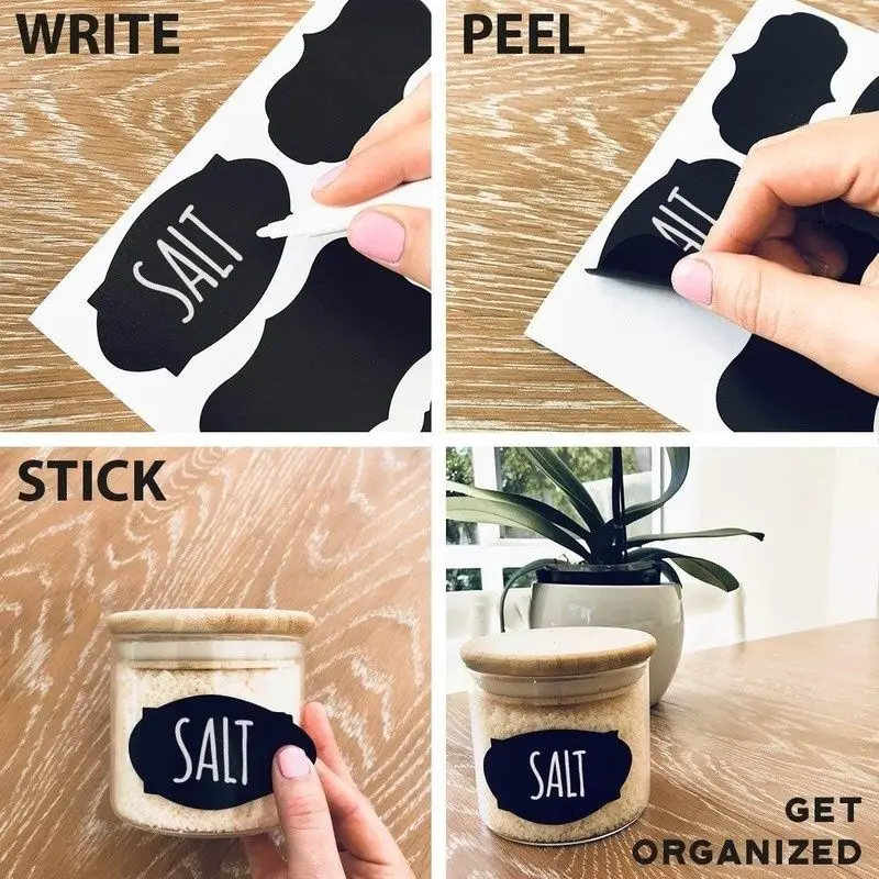Label Stickers Jars Erasable Chalkboard Waterproof Craft Kitchen Blackboard Bottle Tag 8-52PCS/Set