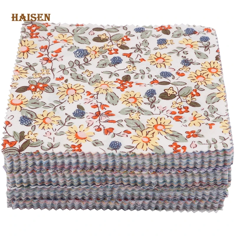 Haisen, náhodné míchat barva potištěné kepr bavlna tkaniny patchwork látka, pro quilting&sewing materiál 12.8*12.8cm hranatý calico sada