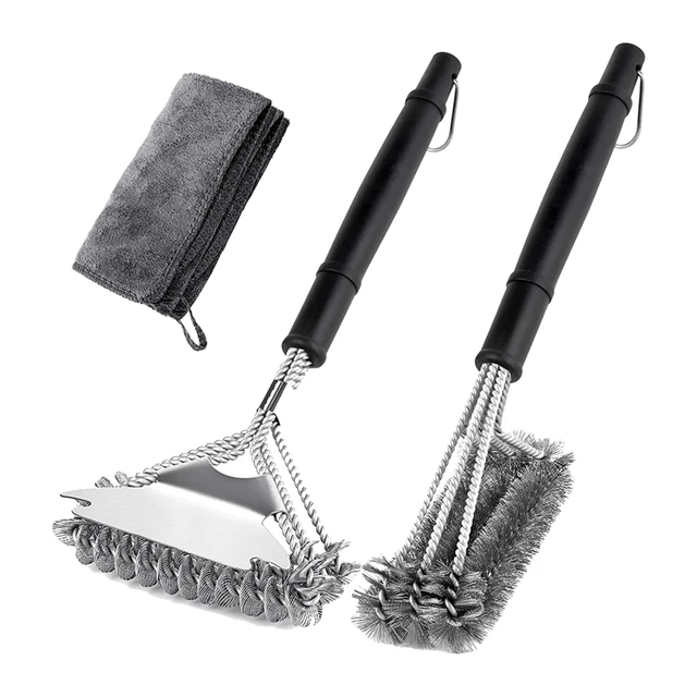 Spare Parts Grill Brush And Scrapers, 2 Pcs Grill Brushes With Towel, Bristle  Free 18 Inch