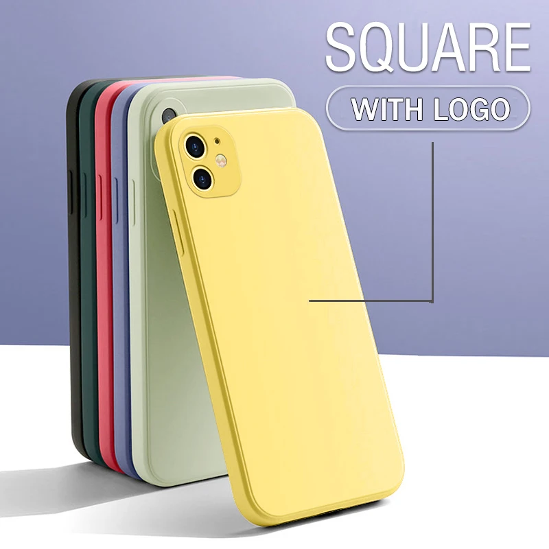 Luxury Original Silicone Square Case for iPhone 15 14 13 12 Pro Max 13Pro 11 XR XS MAX 7 Plus iPhone15 Official lOGO Lens Cover