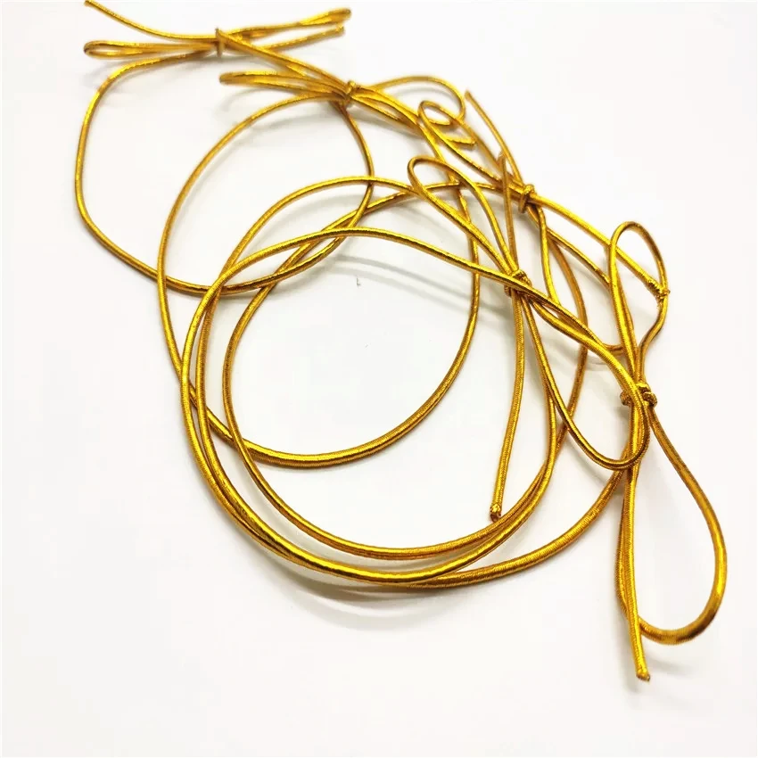 Gift Box Wrapping Decoration Metallic Gold Elastic Stretch Cord Loop Pre-tie Bow, 20yards