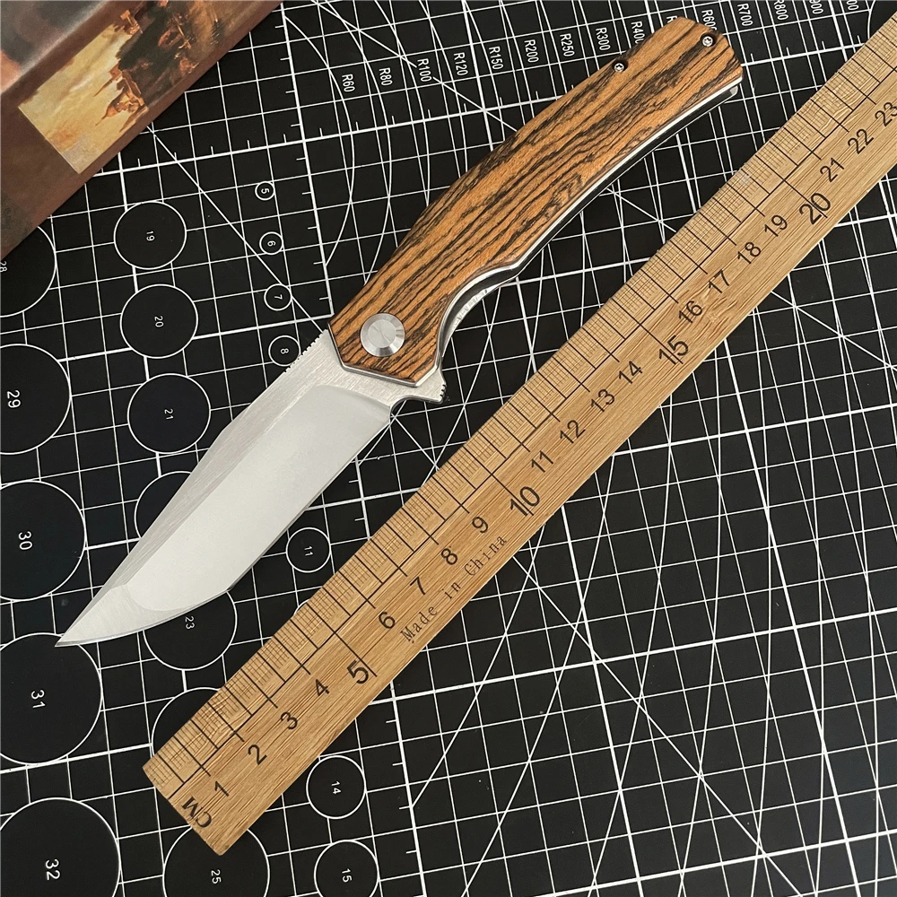 

D2 Steel Folding Knife Sandalwood Handle Ceramic Bearing Camping Outdoor Survival Hunting Kitchen EDC Defense Sharp Tool