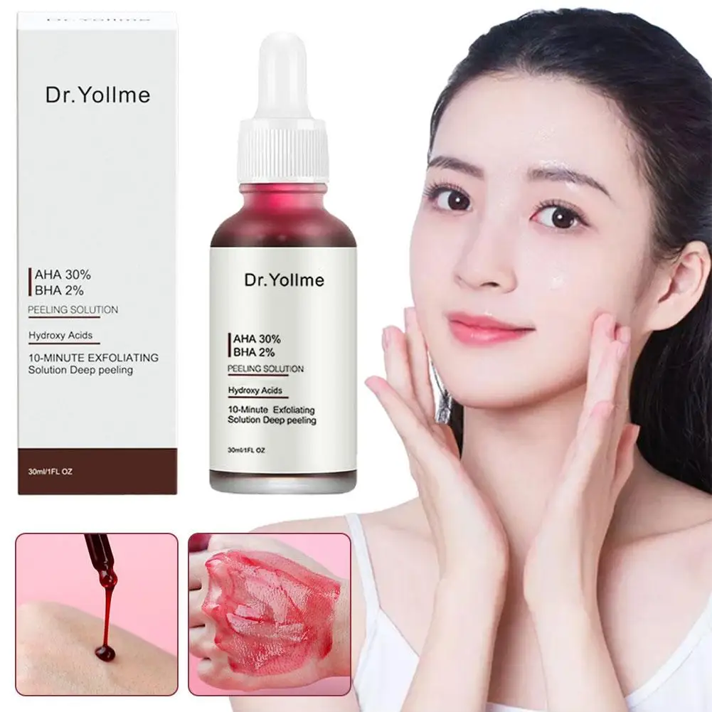 

Раствор для пилинга лица Aha 30% + Bha 2%, 30 мл, сыворотка с гиалуроновой кислотой для удаления акне, уход за кожей лица O0a3